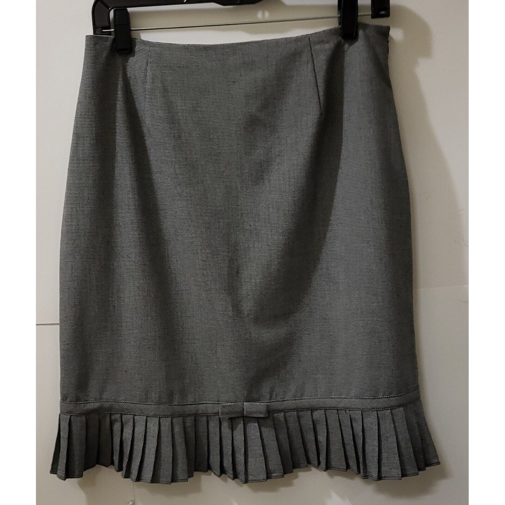 Larry Levine Women's Hounds Toothe Skirt, Retro Bow Design Bottom Pleats, Size 8